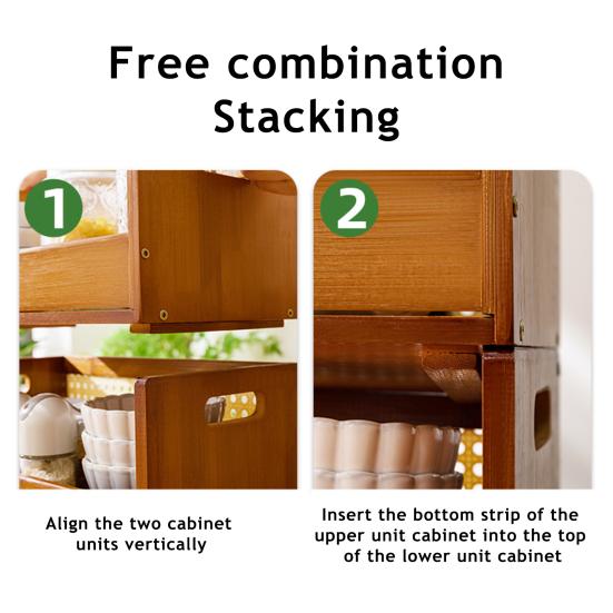 Vintage Wooden Storage Rack Desktop Compact Disc Holder with Handles Stackable Bamboo Display Rack for Cassettes Tape Spice Jars Mugs