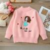 Autumn  Winter Children's Sweater Pullover Girls' Round Neck Knitwear Mink Down Children's Long Sleeve Sweater
