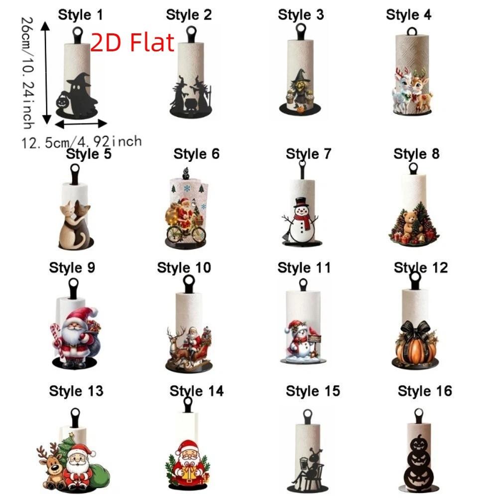 Wooden Base Santa Claus Towel Stand Acrylic Roll Paper Towel Holder Tissue Stand Dining Table