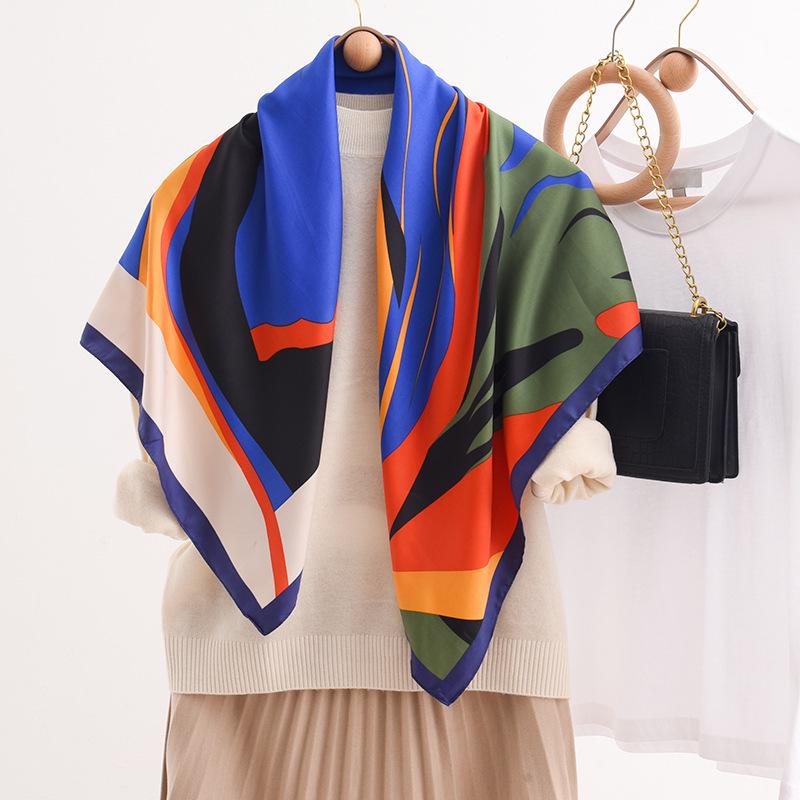 

2025 Retro Graffiti Colorful Silk Shawl – Women s Fashion Accessory 90x90 cm
