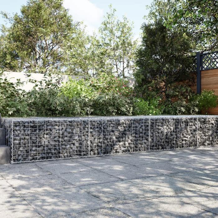 VidaXL Panier gabion avec couvercle 300x100x50 cm fer galvanisé, mur en gabion, mur de soutènement en gabion, clôture en 3295180