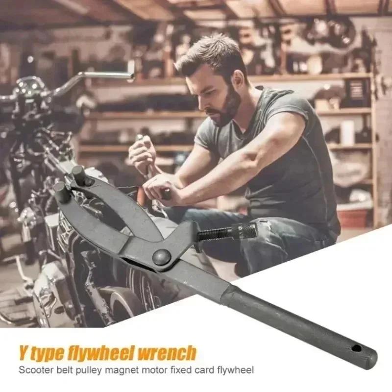 Universal Motorcycle Moped Scooter Flywheel Variator Clutch Remove Holder Repair Tool Black Metal