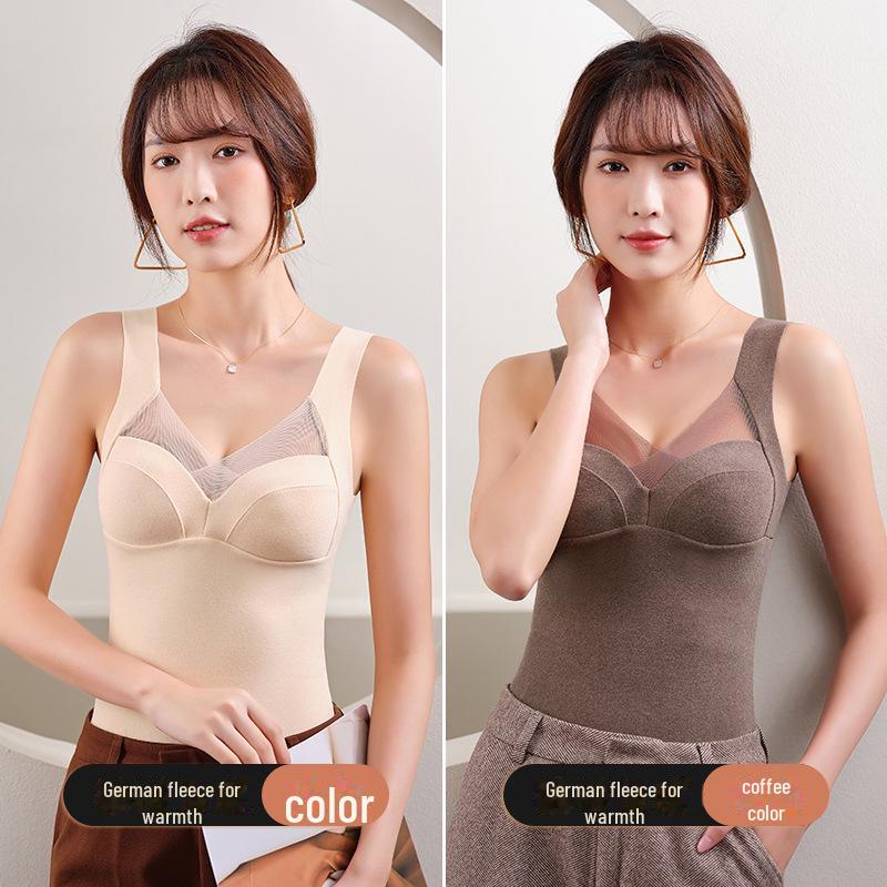 German Velvet High Elastic Warm Ladies' Long One-Piece Vest Bottoming Underwear
