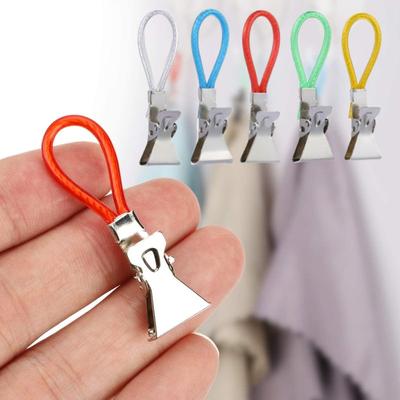 5Pcs Towel Clips Braided Loop Towel Clip With Metal Clamp Multipurpose Cloth Hanger For Home Bathroom Kitchen Storage ARI