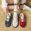 Augustine Red German Training Shoes Autumn Round Head Natal Year Light Sports and Leisure Board Shoes
