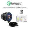 Cargador de coche con doble puerto USB QC3.0, toma de carga rápida con voltímetro e interruptor, 12 V/24 V, cargador de teléfono automático