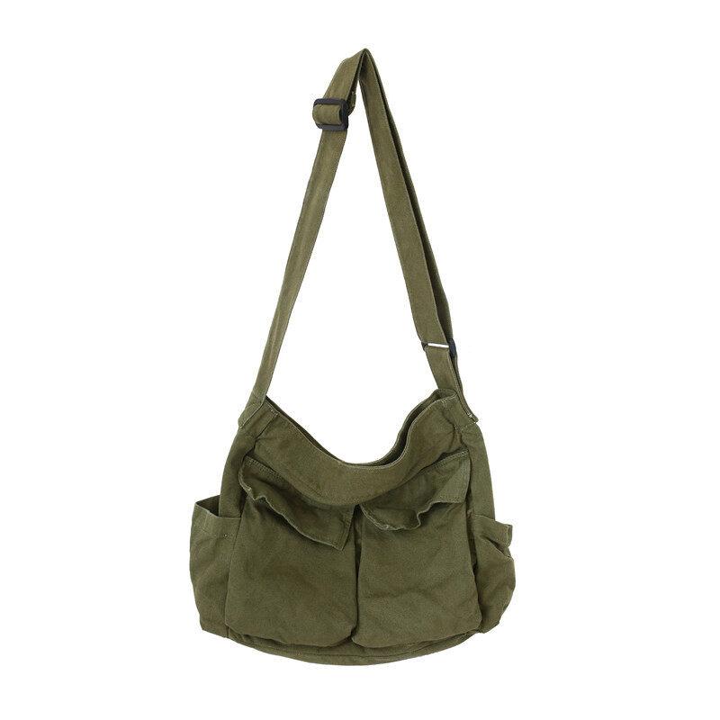 Vintage Messenger Bag Large Capacity Canvas Shoulder Bag Multi Pocket Messenger Bags Suitable for Daily Use Shopping Weekend Outings