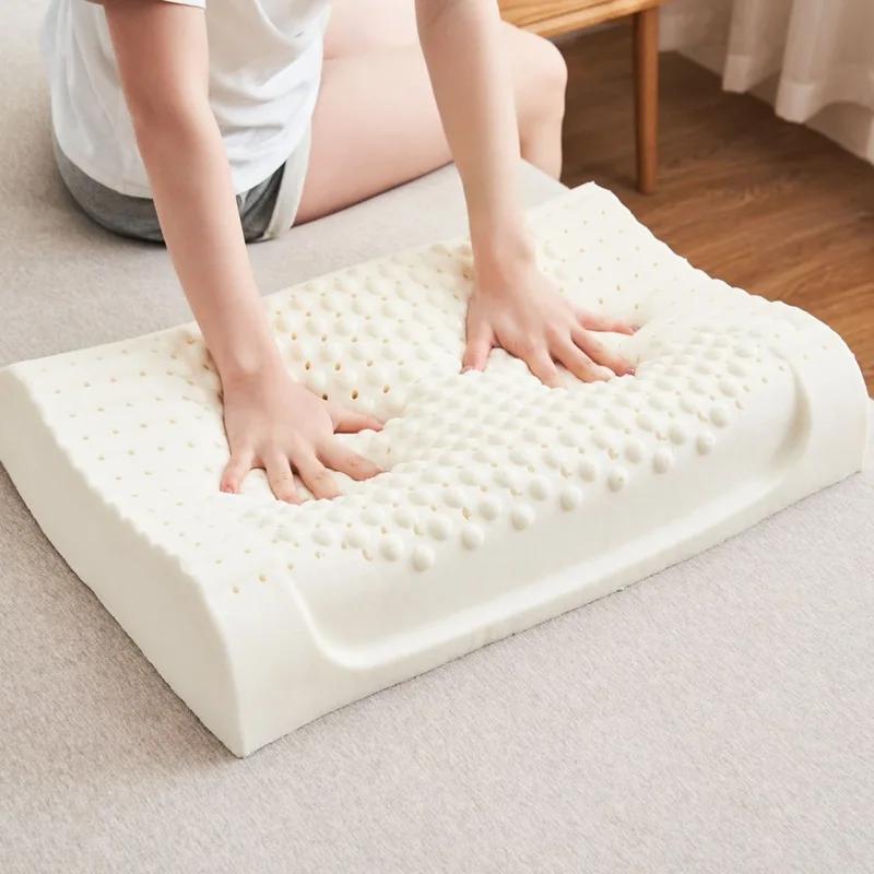 

Подушка из чистого натурального латекса из Таиланда, лечебная ортопедическая подушка для защиты шеи и позвонков, медленный отскок 55x35 см