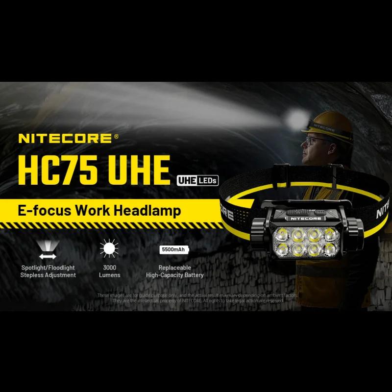 Nitecore HC75 UHE 3000 Lumens With 5500mAh Li-ion Battery 209g for Search Hiking/Trekking Rechargeable Outdoor Work