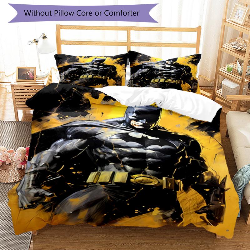 3pcs Batman Bedding Set Duvet Cover Closure Includes 1 Duvet Cover & 2 Pillowcases, Soft and Comfortable for All Seasons.