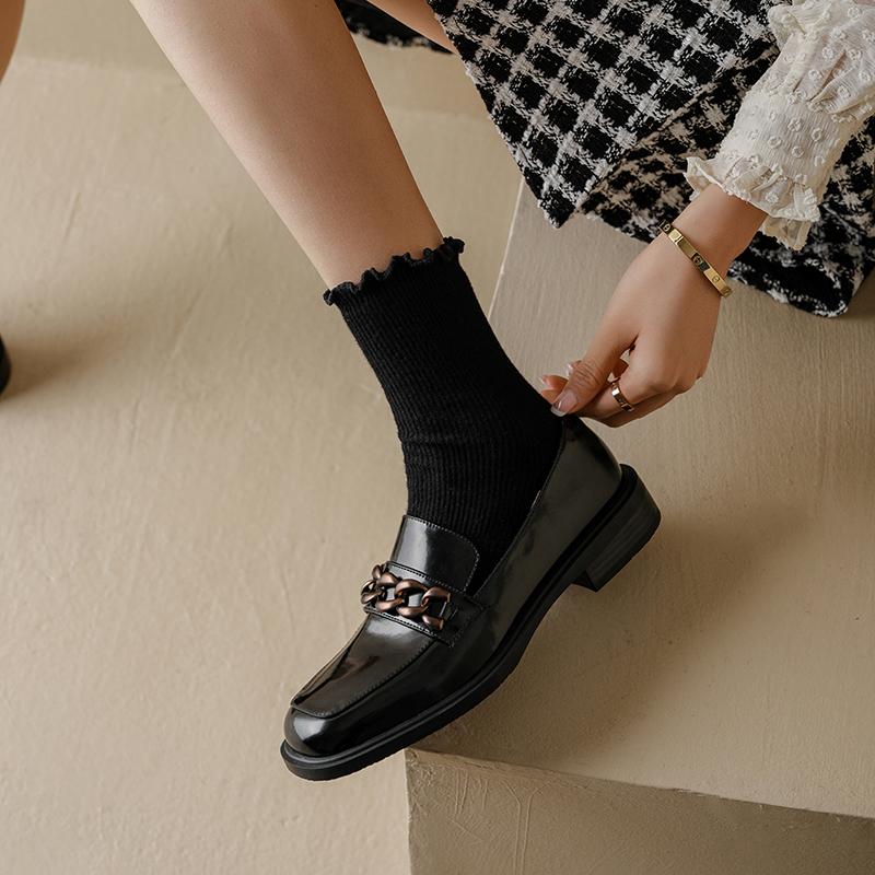 Fashion 2025 New Spring split Leather Women Shoes Casual Slip-On Loafers Round Toe Shoes Woman Zapatos De Mujer Women Platform Shoes