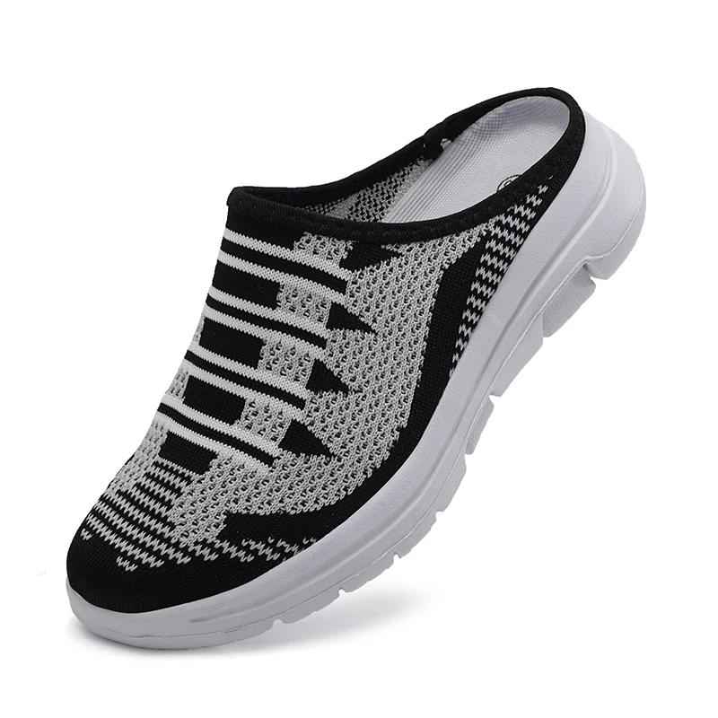 Fashion Lightweight Round Toe Slippers for Women Mules Flats Soft House Slippers Female Slides Black Mesh Lazy Shoes Zapatillas De Mujer