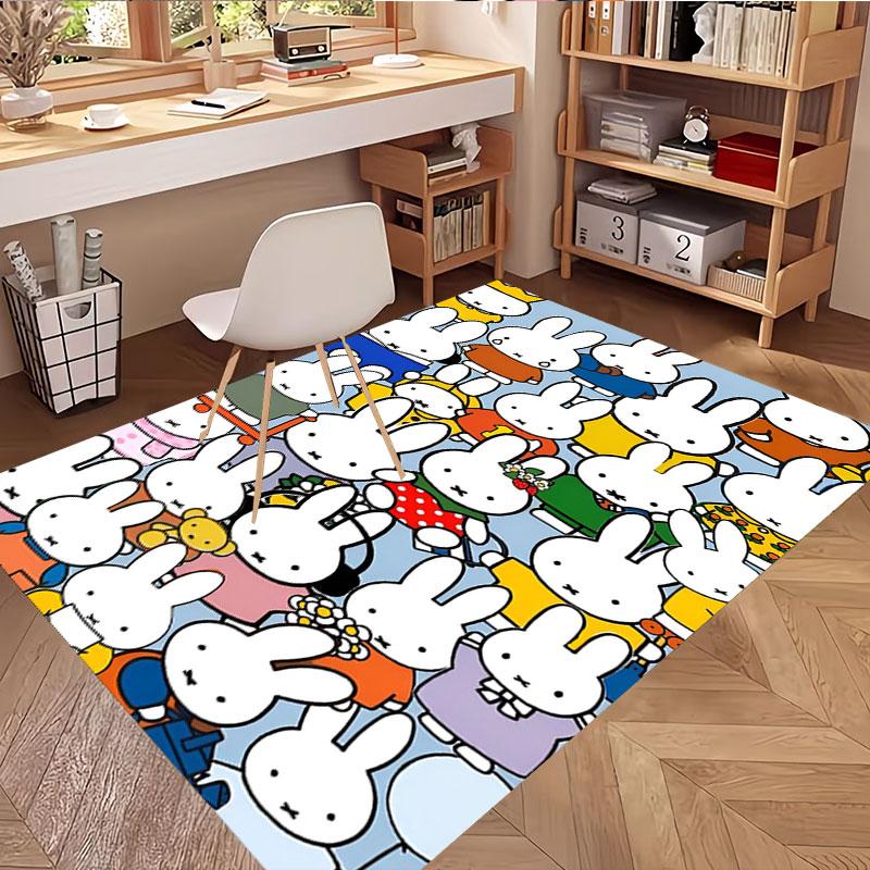 Miffy Print Rug, Washable Floor Carpet, For Entryway Dorm Laundry Room Office Study, Home Decor Birthday Christmas Gift