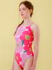 Toneidoseupocheu Flower Scent One-Piece Cross-Tie Back Pink Swimsuit