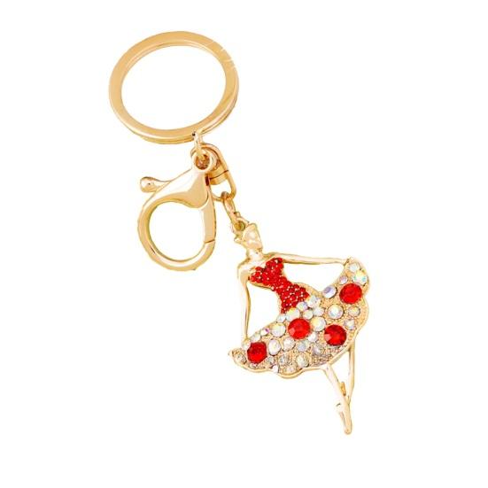 Ballerina Rhinestones Keychain Sparkling Ballet Dancer Key Ring for Women Girls Elegant Car Accessory Bag Charm Romantic Gift for Dancers Birthday
