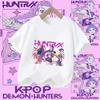 Children's KPOP Demon Hunters movie crewneck cartoon girls' and boys' T-shirt, casual print baby fashion clothing for summer