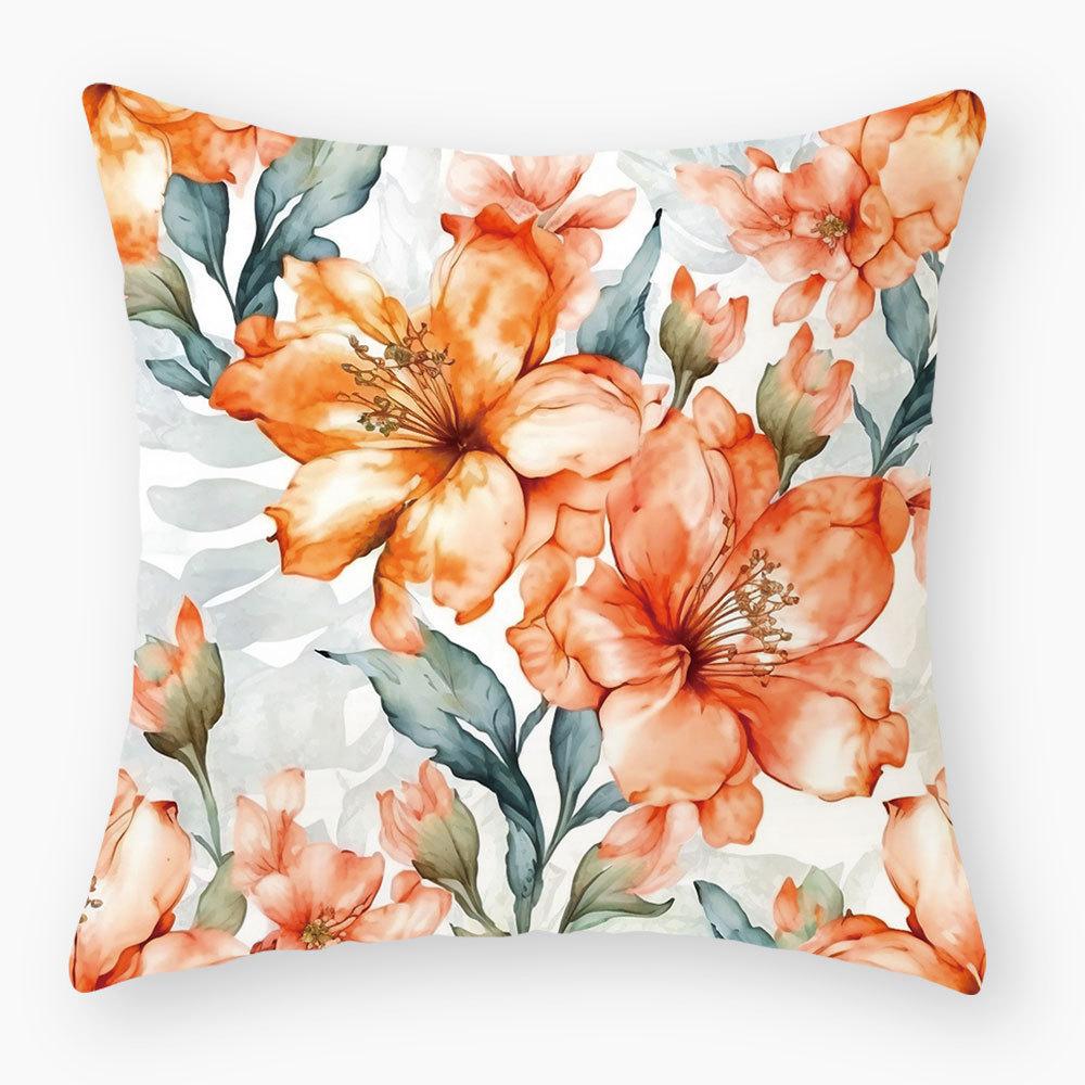 New Plant and Flower Print Pillowcase, Home Sofa Bedside Pillow Cushion Cover, Car Seat Cushion Cover