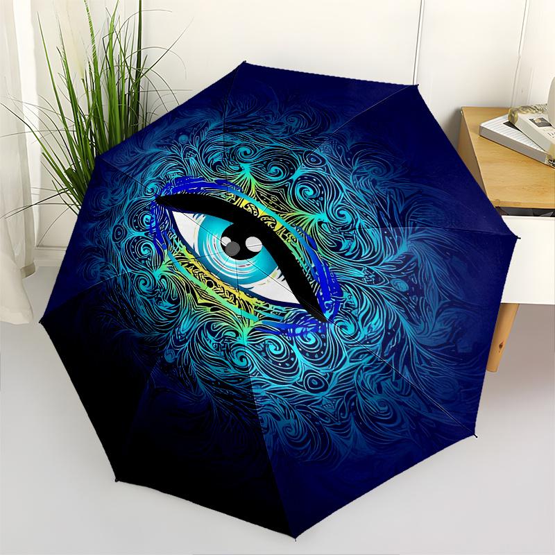 

Eye Mandala Theme 8 Bone Hand Automatic Folding Umbrella, Compact and Portable Design, A Perfect Gift for Birthday, Christmas or Business Us