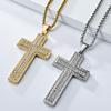 Tempusort Men's 18K Gold Plated Hiphop Style Stainless Steel Cross Pendant Necklace Fashion Jewelry for Anniversary