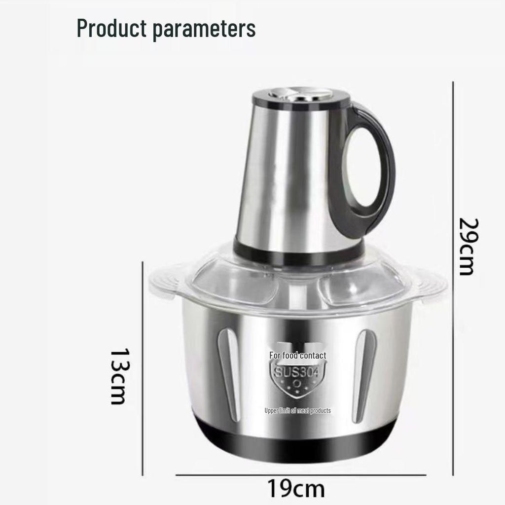 5L Stainless Steel Multifunctional Electric Meat Grinder & Food Processor with Four Blade Sets