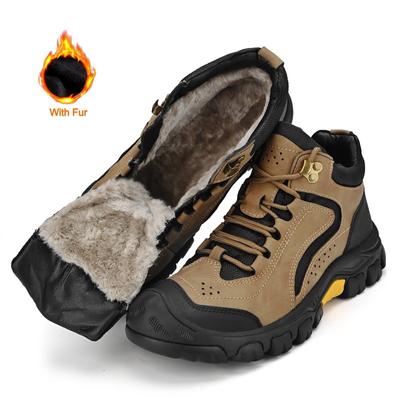 Fashion Genuine Leather Men's Ankle Boots 2024 Winter Outdoor Hiking Shoes Casual Walking Sneakers Non Slip Work Short Boots for Men