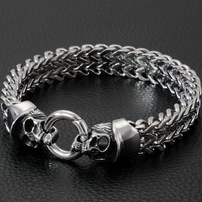 Bracelet en maille d'acier inoxydable pour hommes, crâne, Rock and Roll, en métal, chaîne à maillons, bijoux de fête pour hommes, meilleurs amis