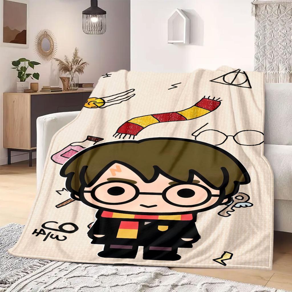 HarryPotter Cartoon Flannel Blanket for Travel Picnics Bedrooms Sofas Beds Chairs Print Home Decor New