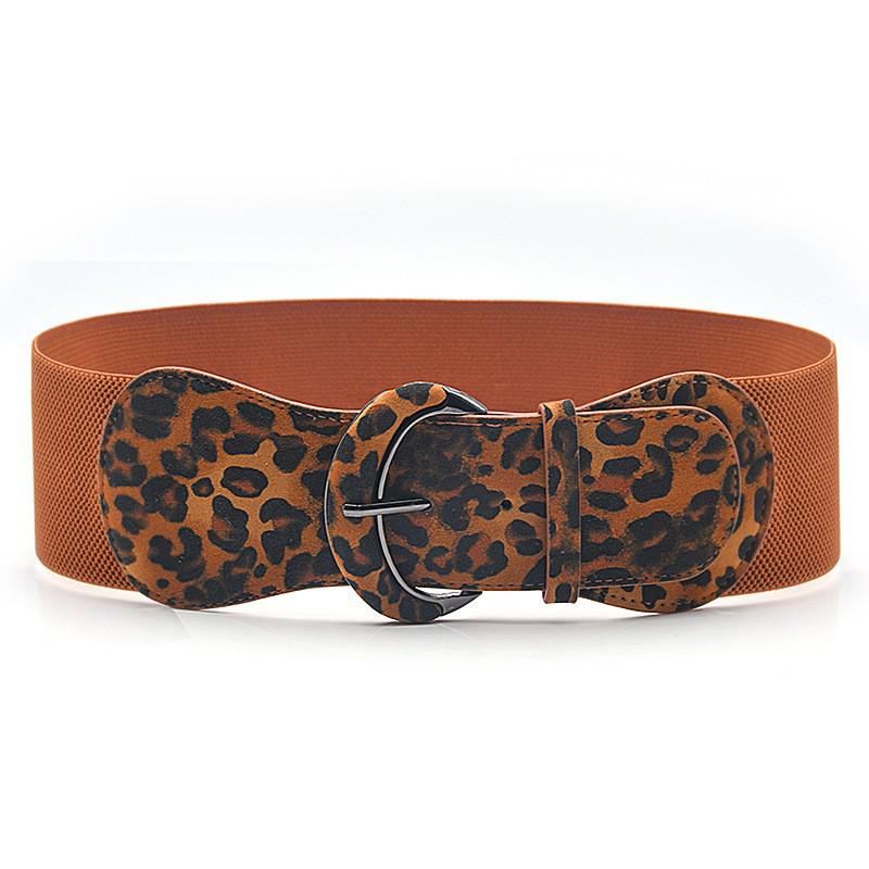 Women's Animal Print Elastic Leather Belt with Buckle