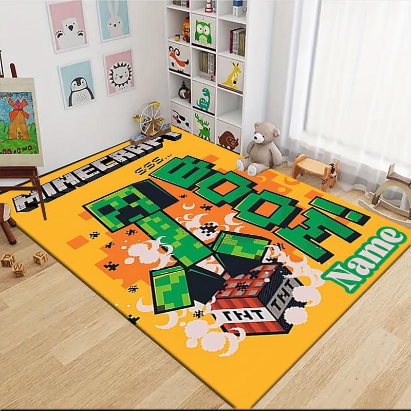 Custom Name Minecraft Adventure Quest Carpet Rug Customizable Soft Washable Anti-Slip Home Living Room Sofa Mats Personalized Rug. 0909408