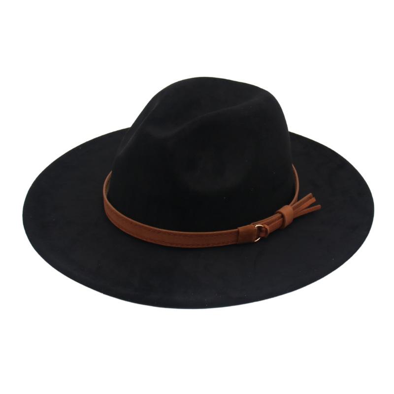 Stage Play Cowboy Big Brim Jazz Hat Imitation Suede Felt Hat Drama Performance Yellow Velvet Hat With Accessories