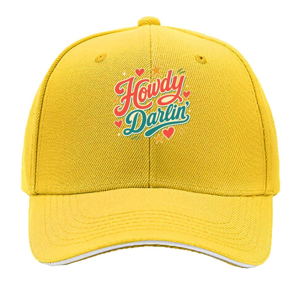 Retro Western Howdy Darlin Script De Sandwich Baseball Cap Sun Cap Outdoor Workouts Hat