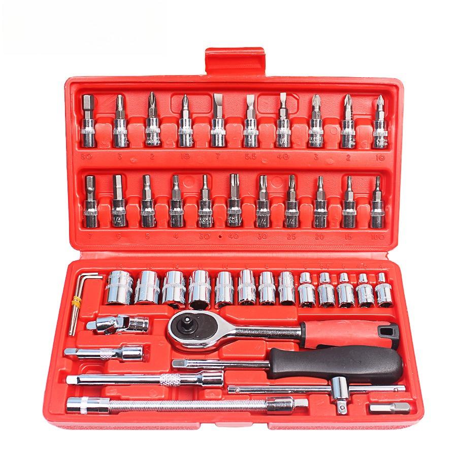 46pcs Ratchet Wrench Socket Screwdriver Set Hand Hardware Tools Auto Home Repair DIY Tool Set