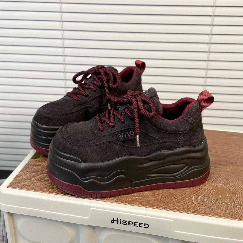 Soft Leather Muffin Thick-soled Leopard Print Board Shoes Heightening Shoes Women's Popular New Autumn Casual Biscuit Shoes