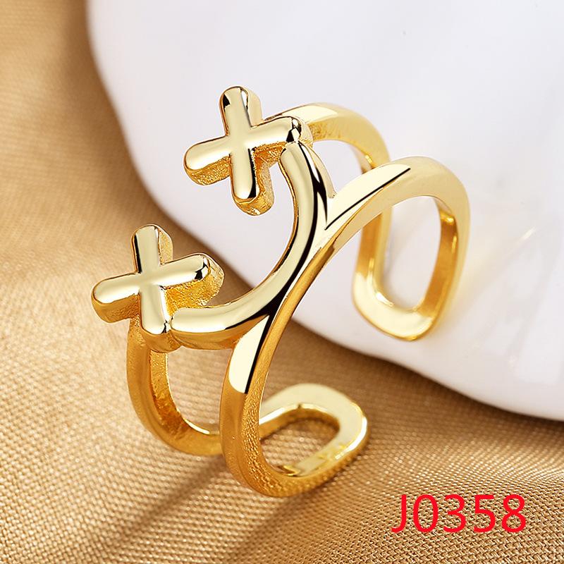 2026 18K Gold Plated Ring Women's Vintage Diamond Ins Simple French Light Luxury Index Finger Geometric Opening Irregular Ring Trend