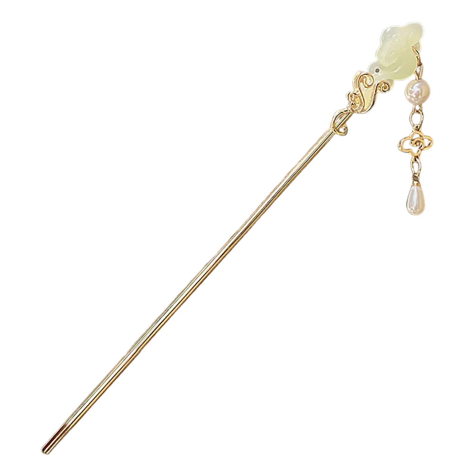 Chinese Style Bamboo Hairpin For Women Spring Element Green Glass Hair Stick Exquisite Jewelry Tassel Hair Decor Accessories
