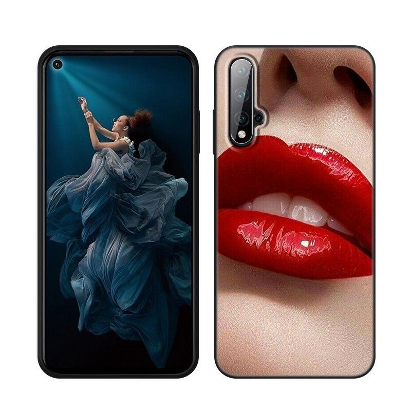 Husă pentru telefon Beauty Red Lips pentru Huawei Honor 60 50 Mate 40 30 20 10 Lite Nova 9 8 Pro 7 SE Y60 30S 8i 7i 5T Premium Black Cover