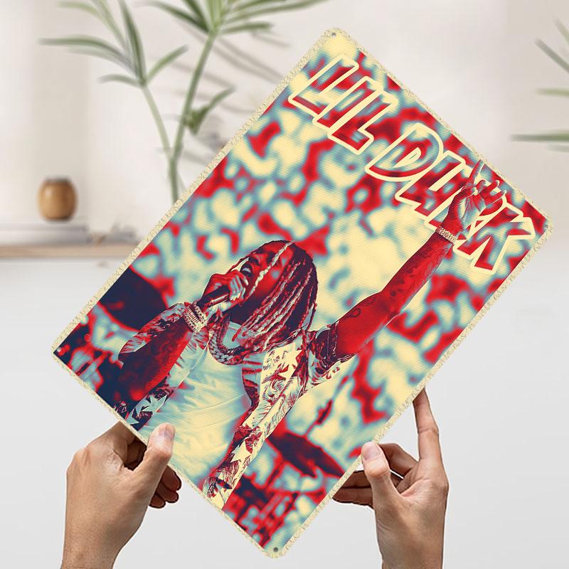 Lil Durk Music Printed Poster Customized Retro Wall Art Vintage Metal Tin Signs for Home Coffee Bar Accessories Room Decor Men
