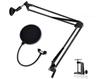 Desk Arm Tabletop Microphone Stand Pop Blocker Black + Set, Extendable,