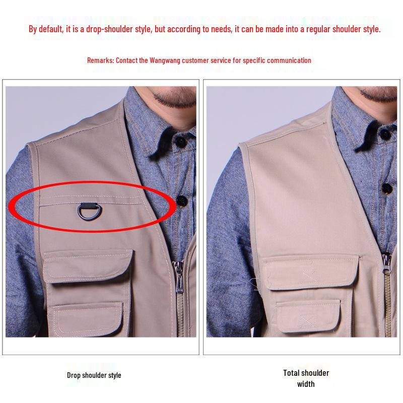 Atmungsaktive Herrenweste mit mehreren Taschen für Angeln und Fotografie - Übergröße, ärmellos, dünner Stil für mittelalte und ältere Männer.