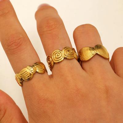 New Product Hot-selling Popular Fashion Simple Irregular Stainless Steel Plated 18K Gold Ring Adjustable Wholesale