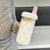 500/700ML Růžová láhev na vodu se slámkou a víčkem Roztomilý hrnek na kávu, do školy, na čaj Pro venkovní použití Plast D E9V1
