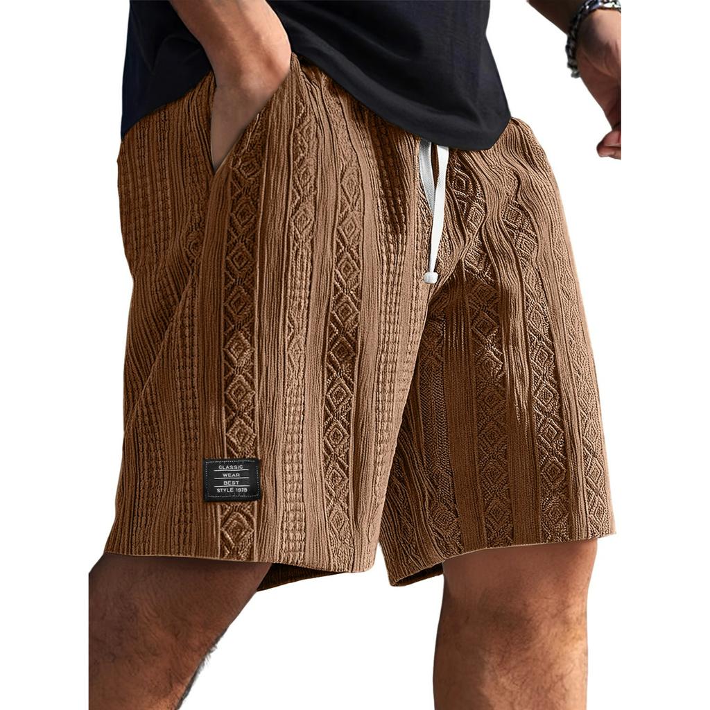 Shorts décontractés confortables pour hommes, texture jacquard quotidienne, logo mode