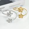 Metall-Blumen-Manschettenarmband Emaille-Glasur Handwerk Spiral-Armband Floral Offene Manschette Armreif Damen
