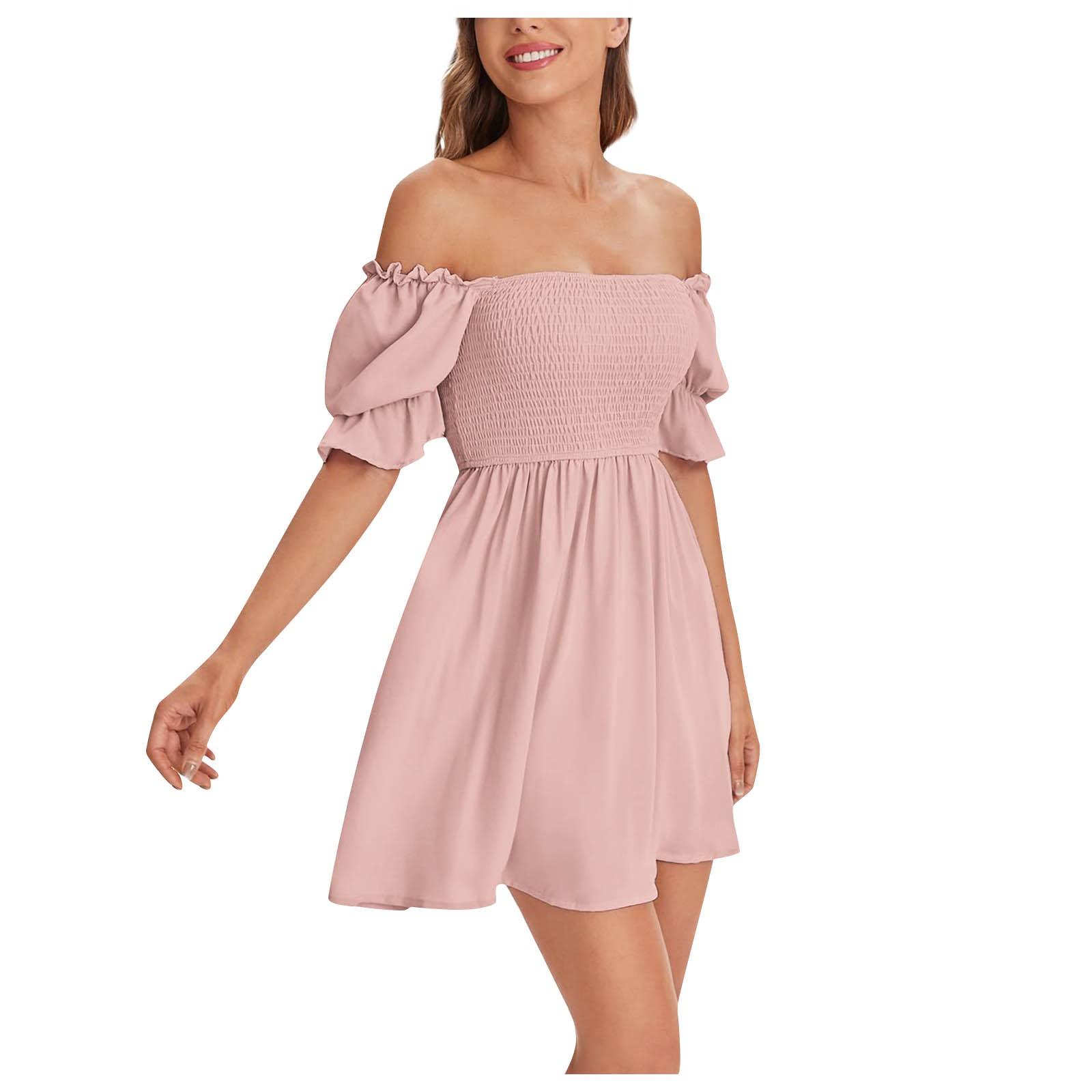 

(SU)Женское модное плиссированное платье с квадратным воротником и оборками с короткими рукавами