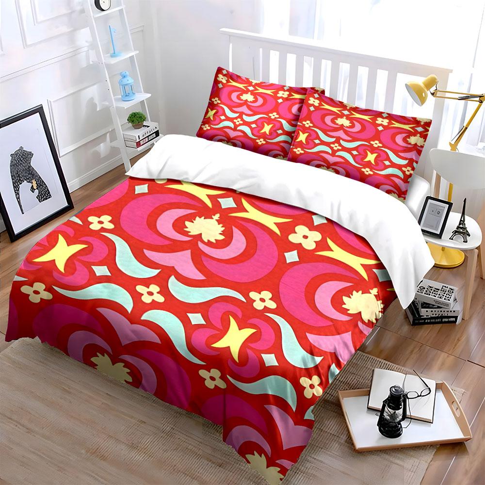 Vibrant Retro Floral Symphony Bedding Sets Duvet Covers Pillowcases(1* Duvet Cover 2* Pillowcases Without Duvet Insert)