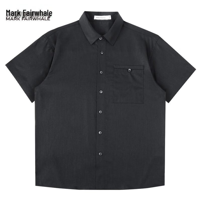 Mark Hua Fei Men s Linen Blend Short Sleeve Lapel Shirt M