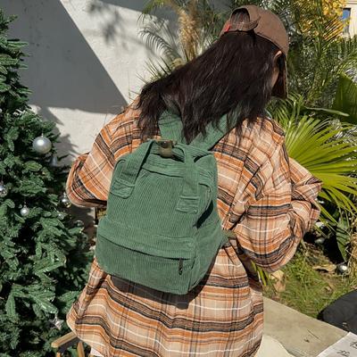 Women's Small Bag Japanese Solid Color Corduroy Schoolbag Female Student Backpack
