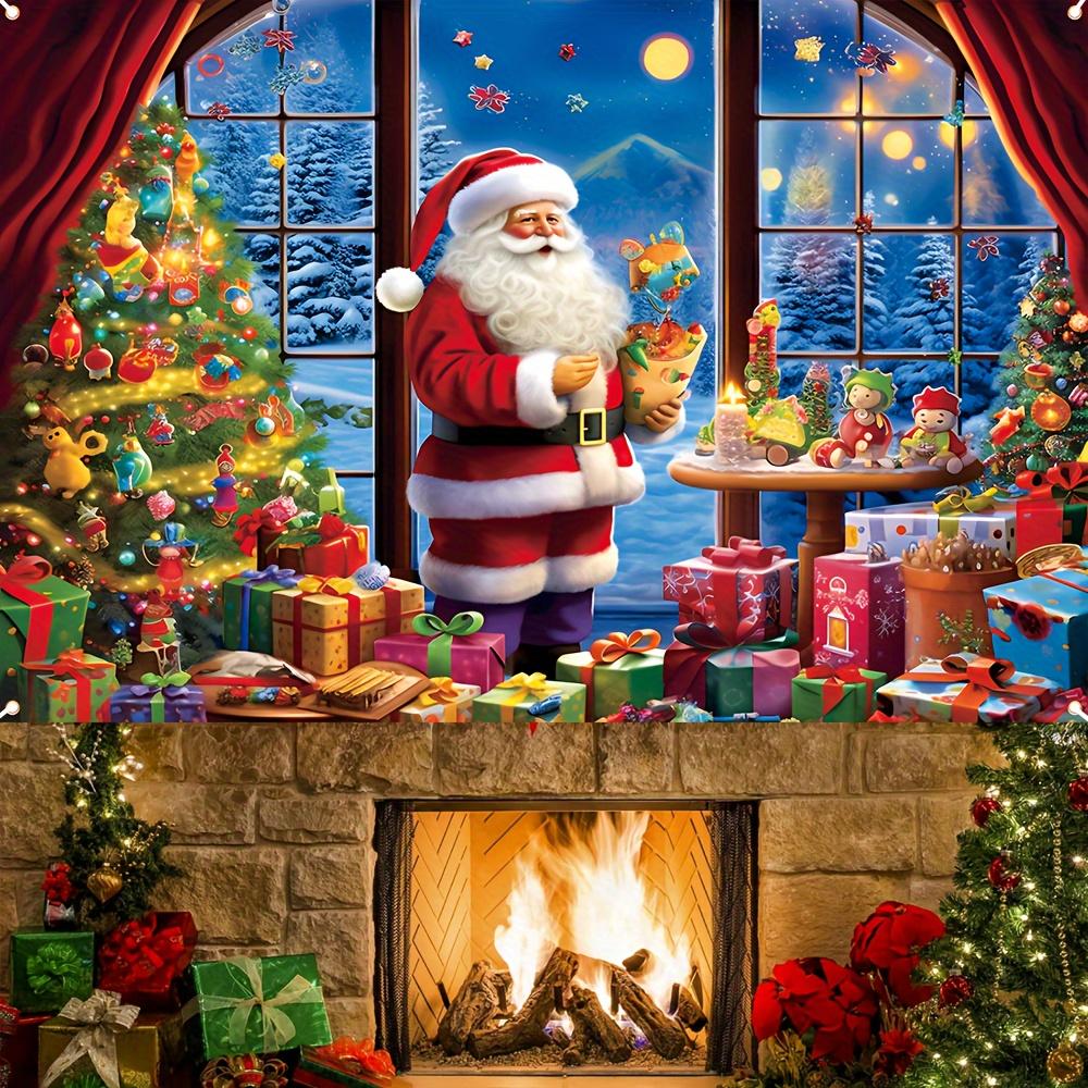 1Pcs Christmas Santa Claus Snowy Village Decoration Background Xmas Backdrop Decorations For Photo Studio Photo Booth Party