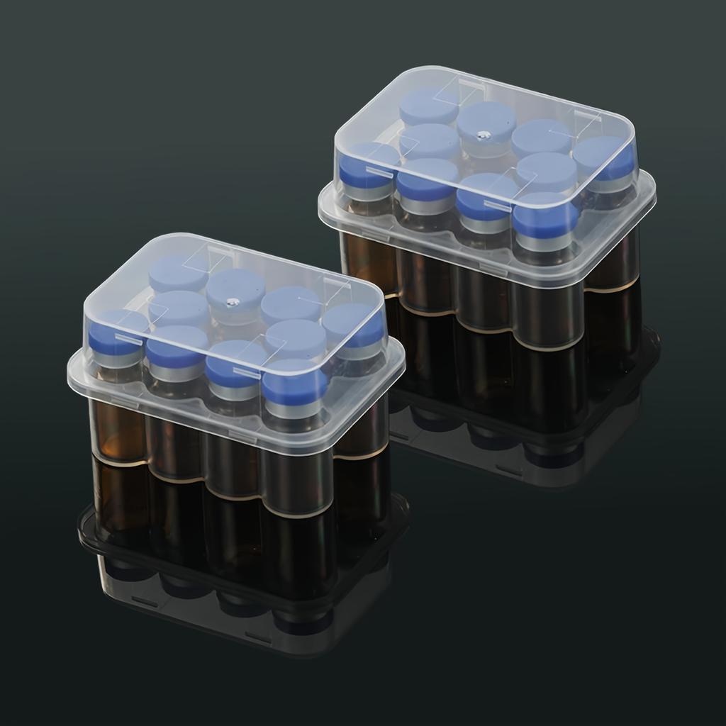 2pcs Clear Peptide Case Set for Fridge,20 Slots Total, 3ml Vial Holder for Refrigerator, Semi-Transparent Vial Storage Case