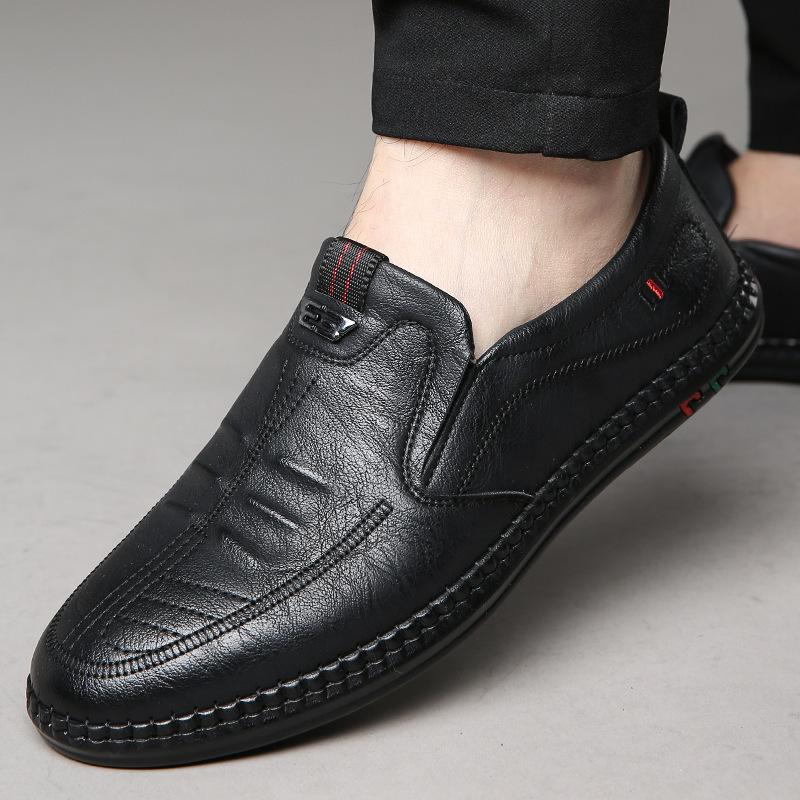 Leather shoes men's 2025 new casual shoes business men's shoes one pedal spring and autumn middle-aged father non-slip loafer shoes men